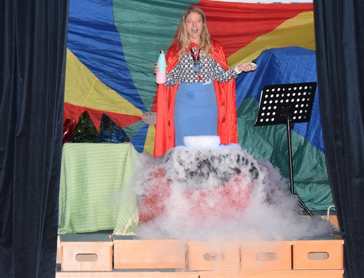 A teacher performing magic at a London prep school