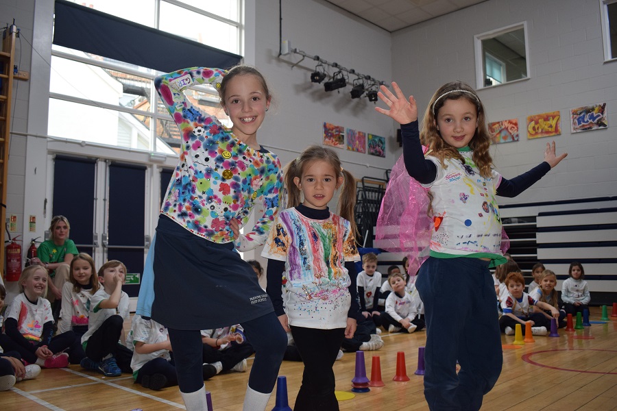 School girls dancing