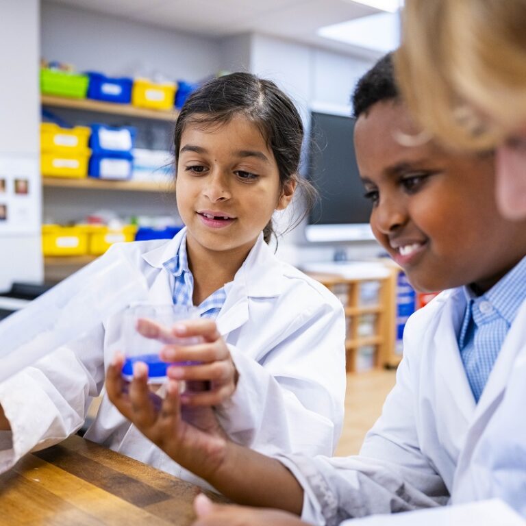 children in a science class