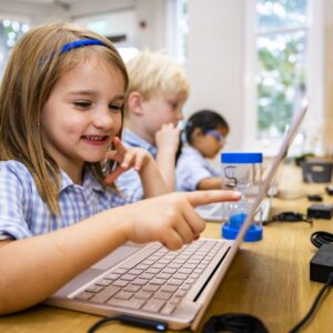 girl using a laptop