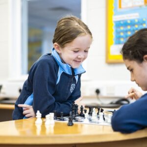 2 students playing chess