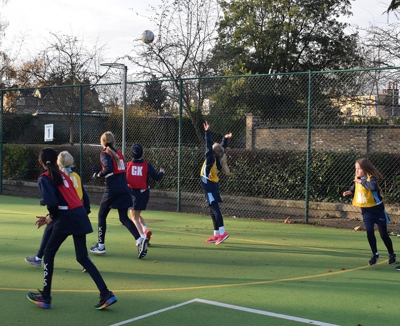 students playing netball