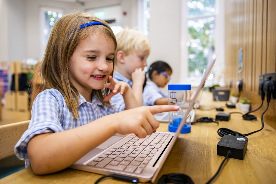 girl using a laptop