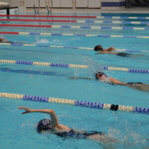 students swimming