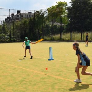 students playing cricket
